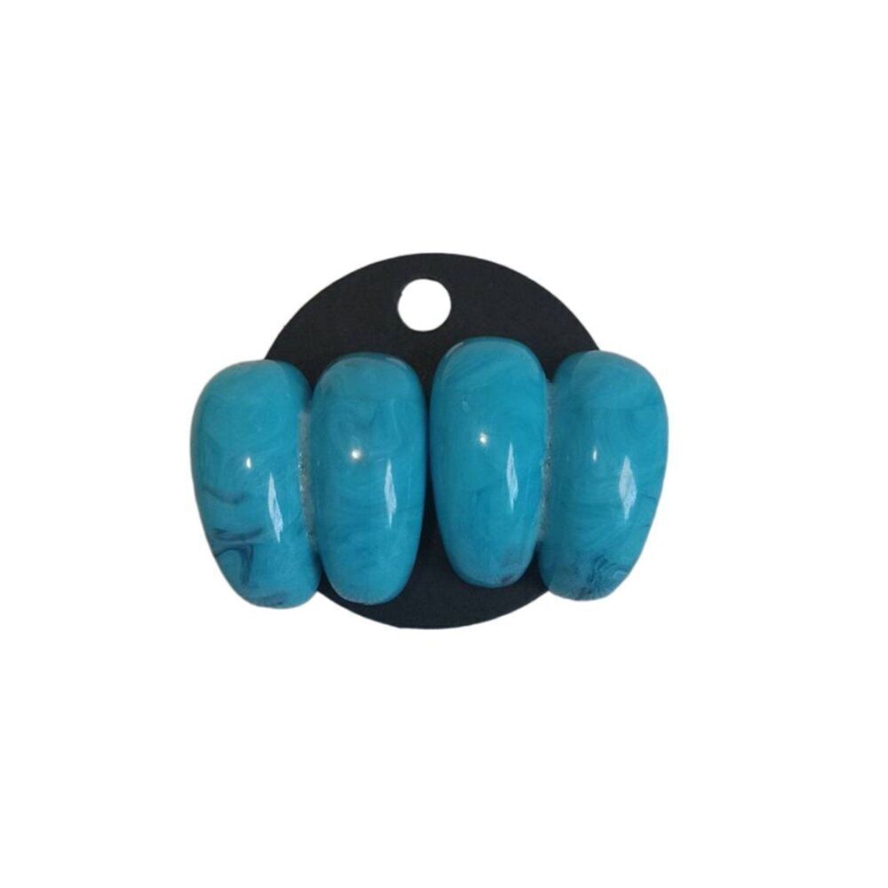 Chunky Turquoise Blue Marbled Swirl Acrylic Post Back Statement Fashion Earrings